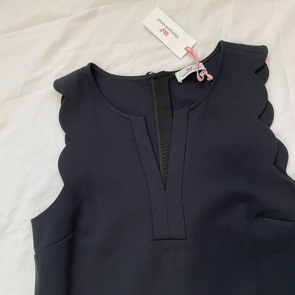 Vineyard Vines Jet Black Solid Scalloped Pointe Dress size 10 NWT - Picture 3 of 4